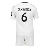 Real Madrid Eduardo Camavinga #6 Koti Peliasu Lasten 2024-25 Lyhythihainen (+ Lyhyet housut)